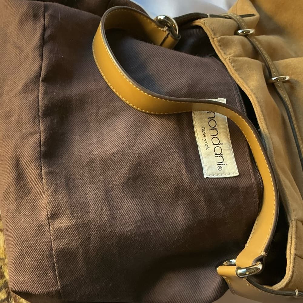 ⭐ Taupe Faux Suede Slouchy Shoulder Bag Minimalist Everyday Purse - Thumbnail 5