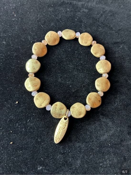 ★ Gold Disc Beaded Stretch Bracelet Boho Glam Stackable Jewelry - Thumbnail 3