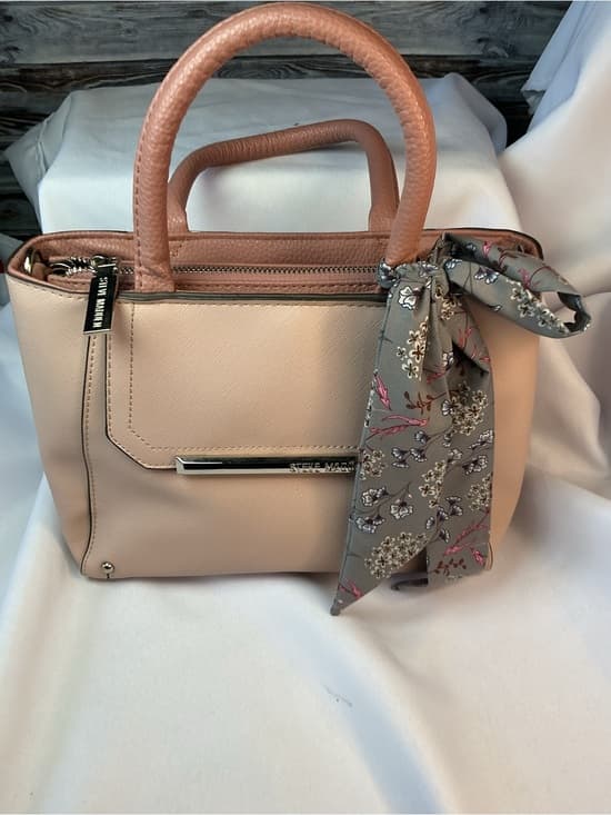 ⭐ Steve Madden Blush Pink Satchel Floral Scarf Accent Handbag NWT - Thumbnail 12