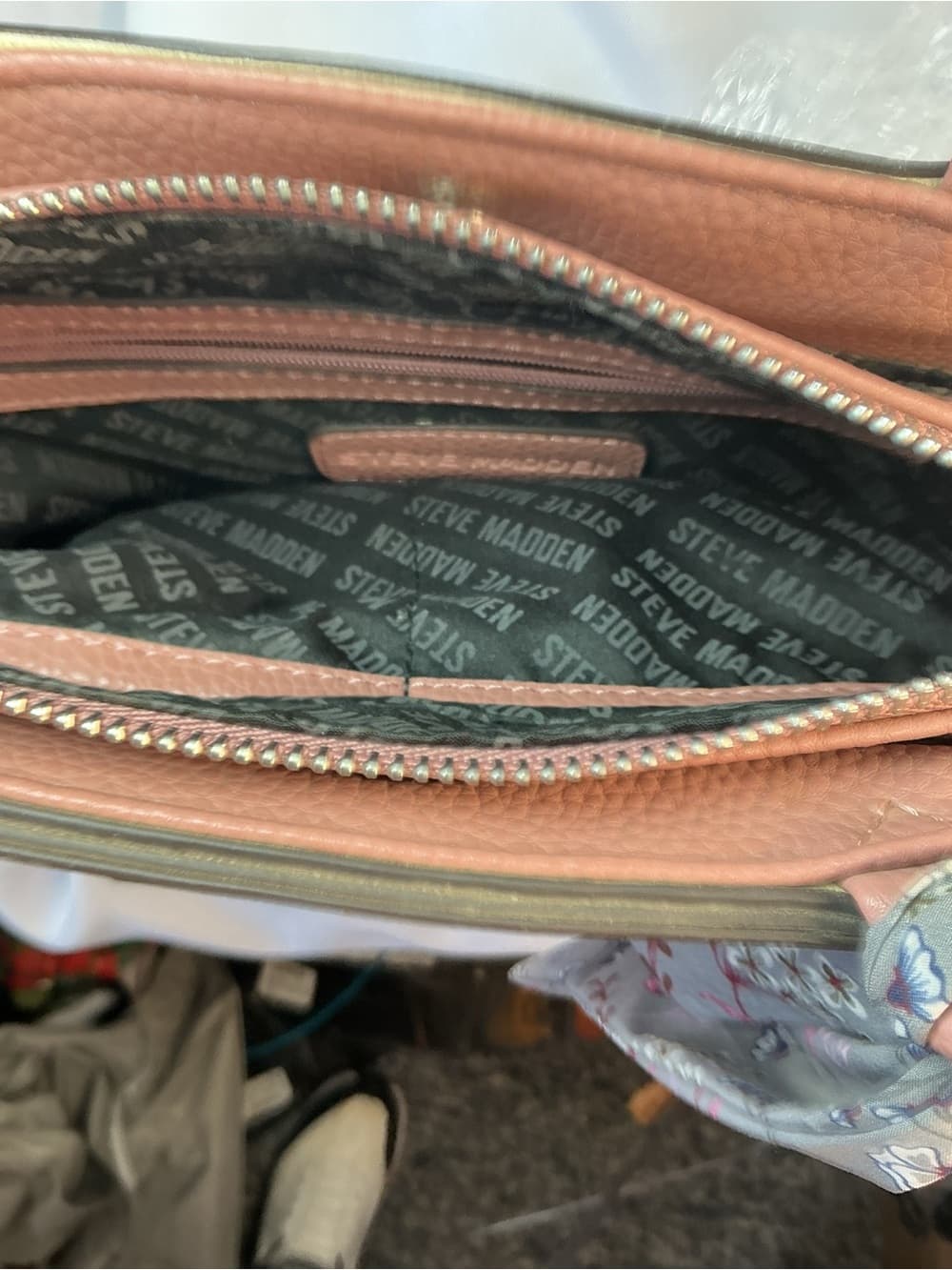 ⭐ Steve Madden Blush Pink Satchel Floral Scarf Accent Handbag NWT - Thumbnail 8