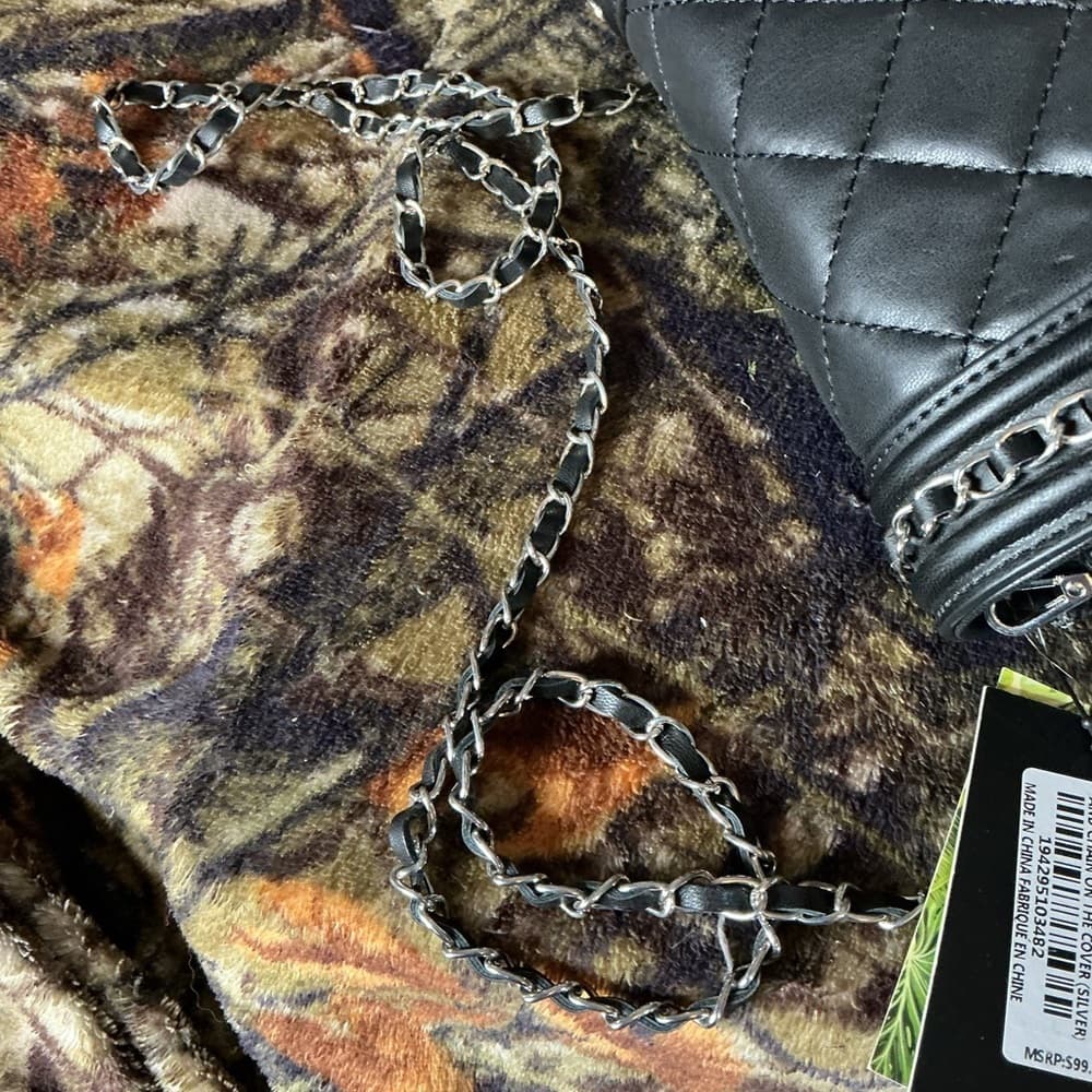 ⭐ Nicole Miller Black Quilted Crossbody Wallet Chain Strap Purse - Thumbnail 6