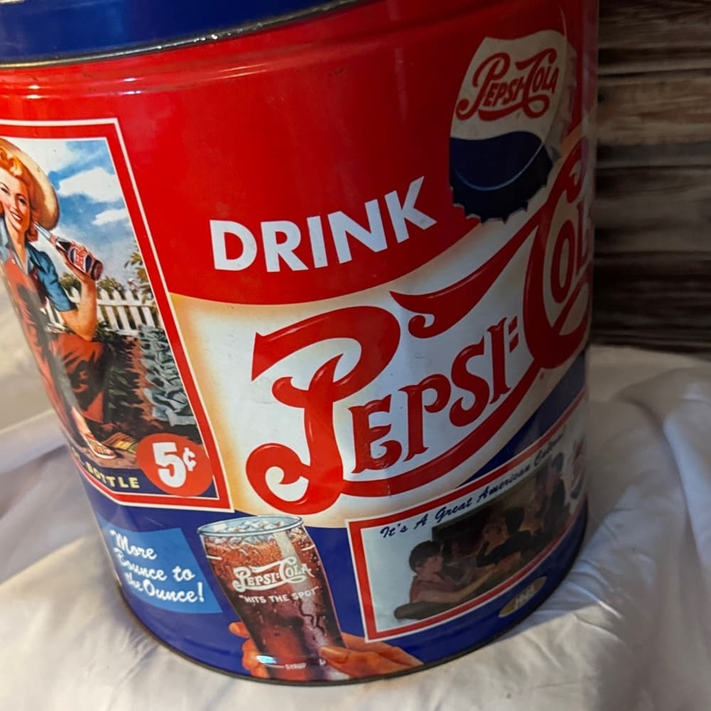 1993 Vintage Style Red and Blue Storage Tin