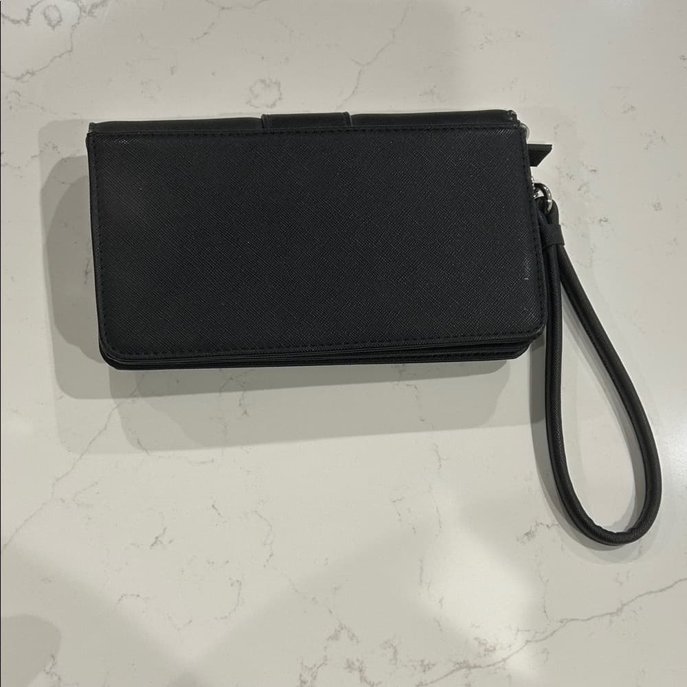 ⭐ Dana Buchman Black Wristlet Wallet Clutch Organizer Phone Case Purse - Thumbnail 2