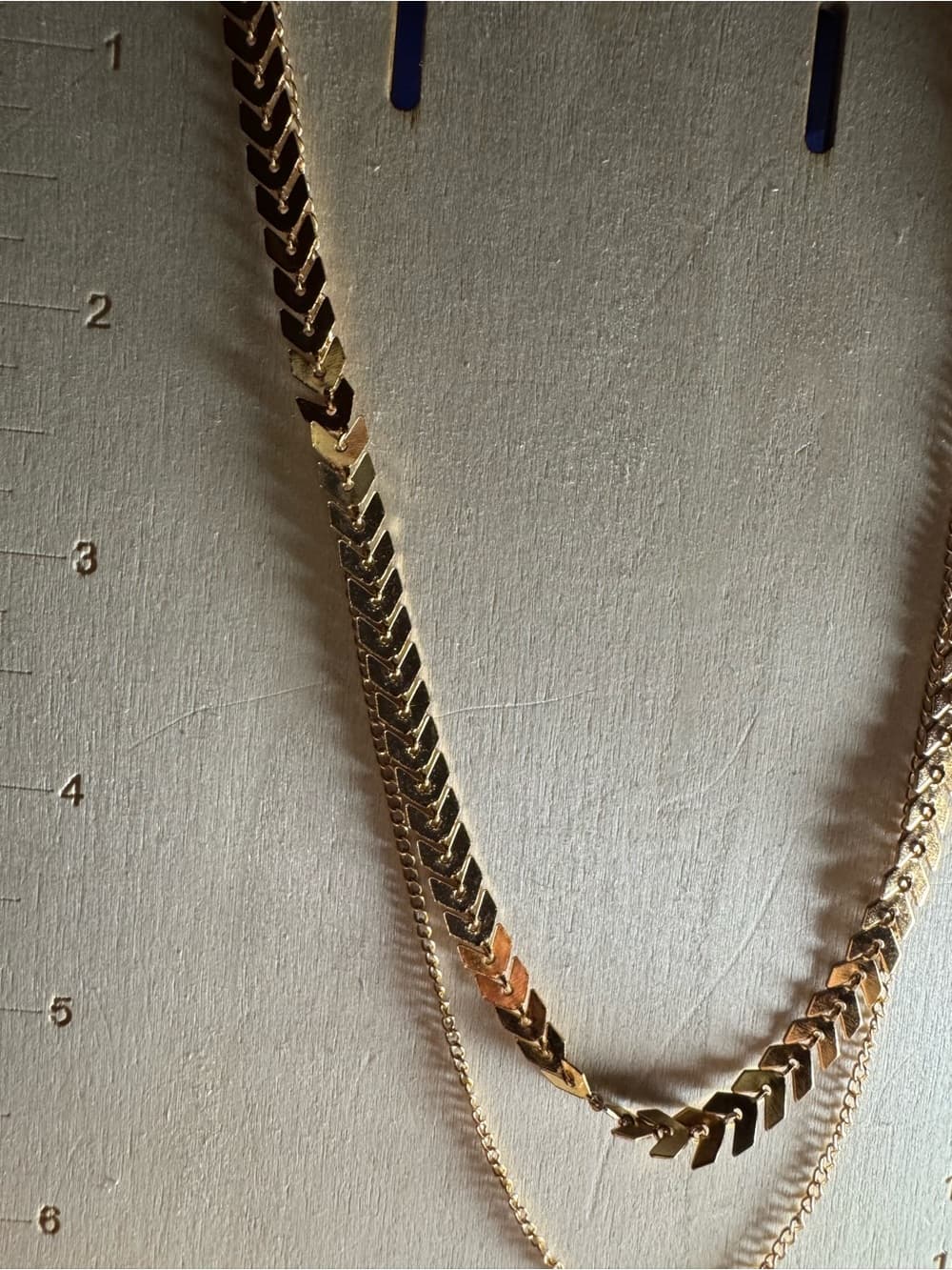 Gold-Tone Layered V-Link Necklace for Women - Thumbnail 2