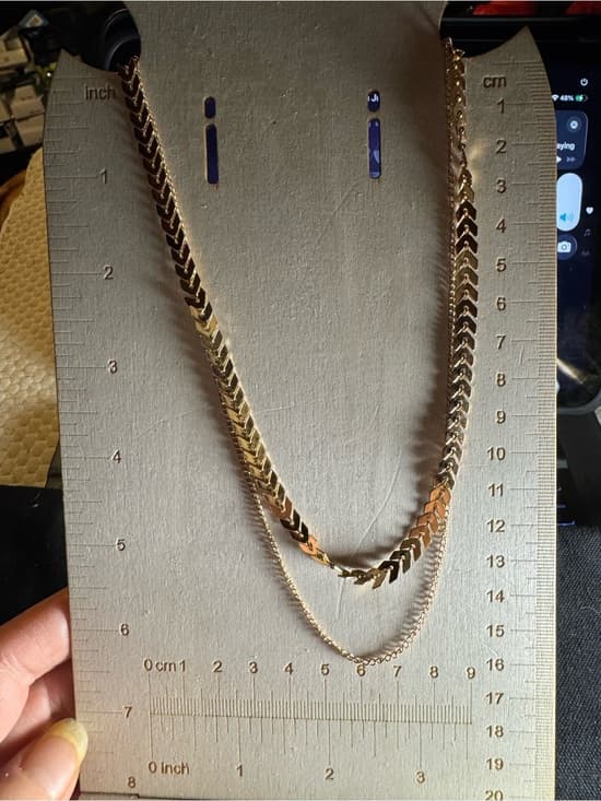 Gold-Tone Layered V-Link Necklace for Women - Thumbnail 7