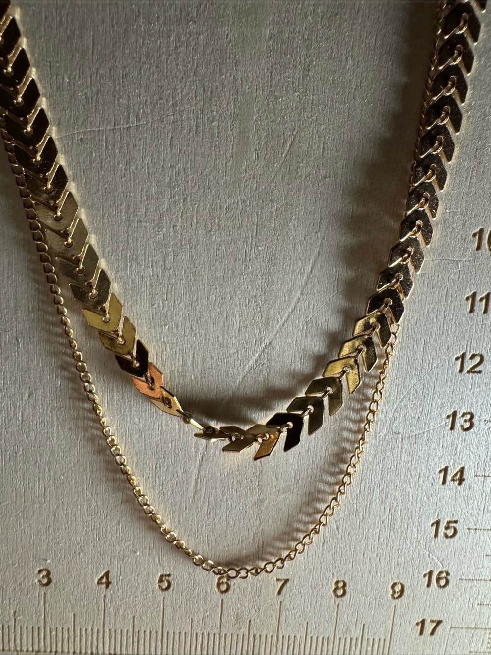 Gold-Tone Layered V-Link Necklace for Women - Thumbnail 3