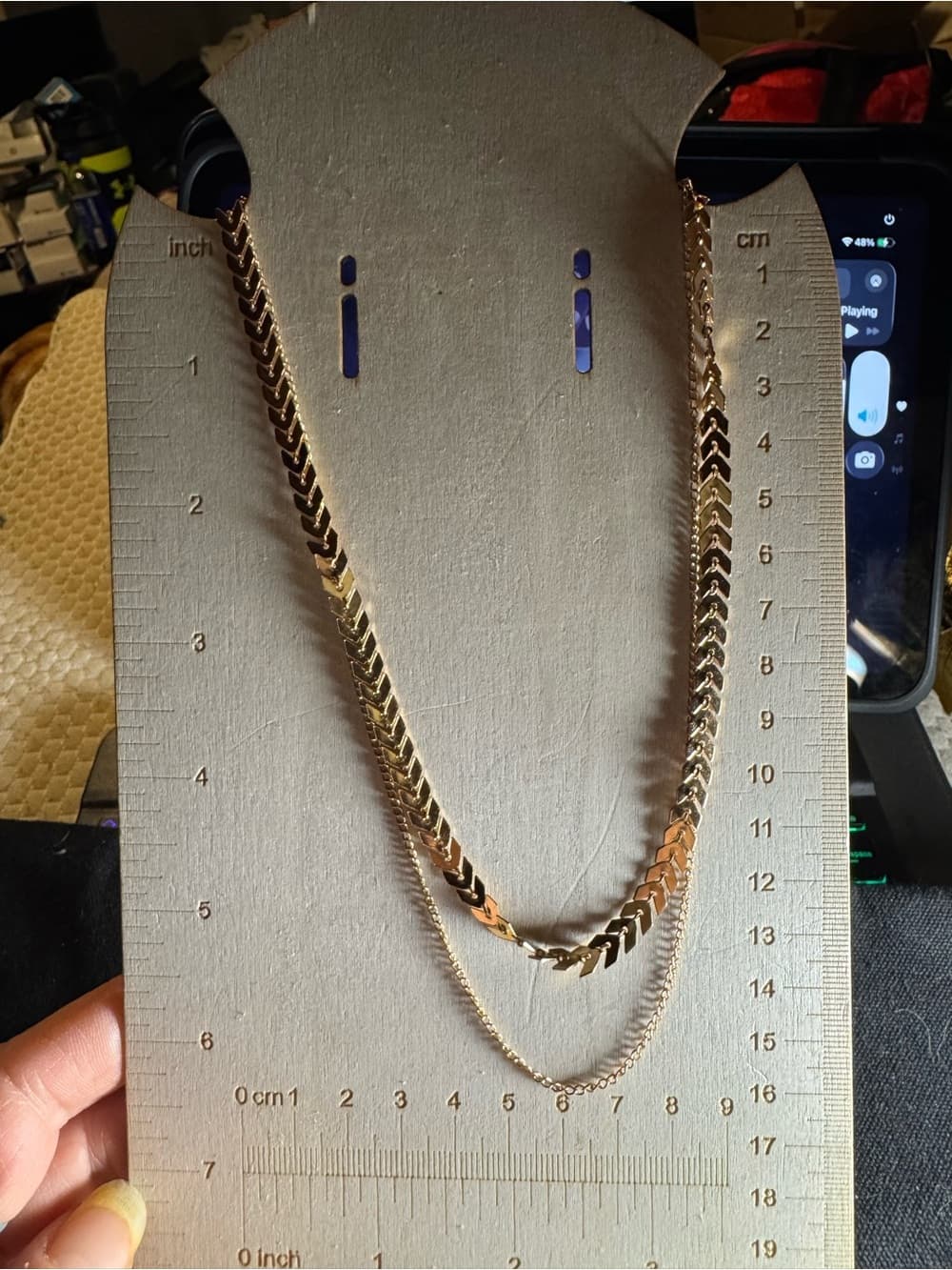 Gold-Tone Layered V-Link Necklace for Women