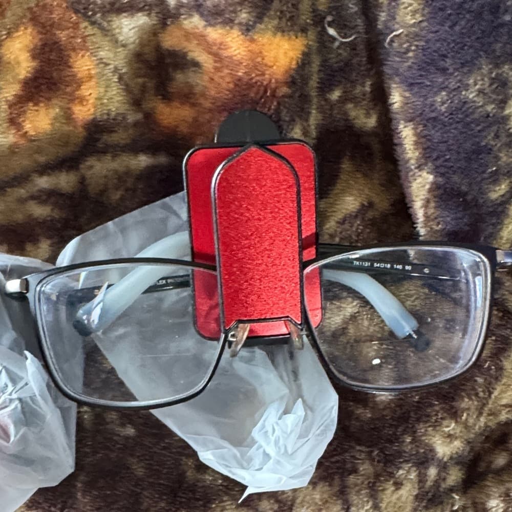 ★ Clip On Sun Visor Sunglasses Holder Car Glasses Organizer Red Black - Thumbnail 4