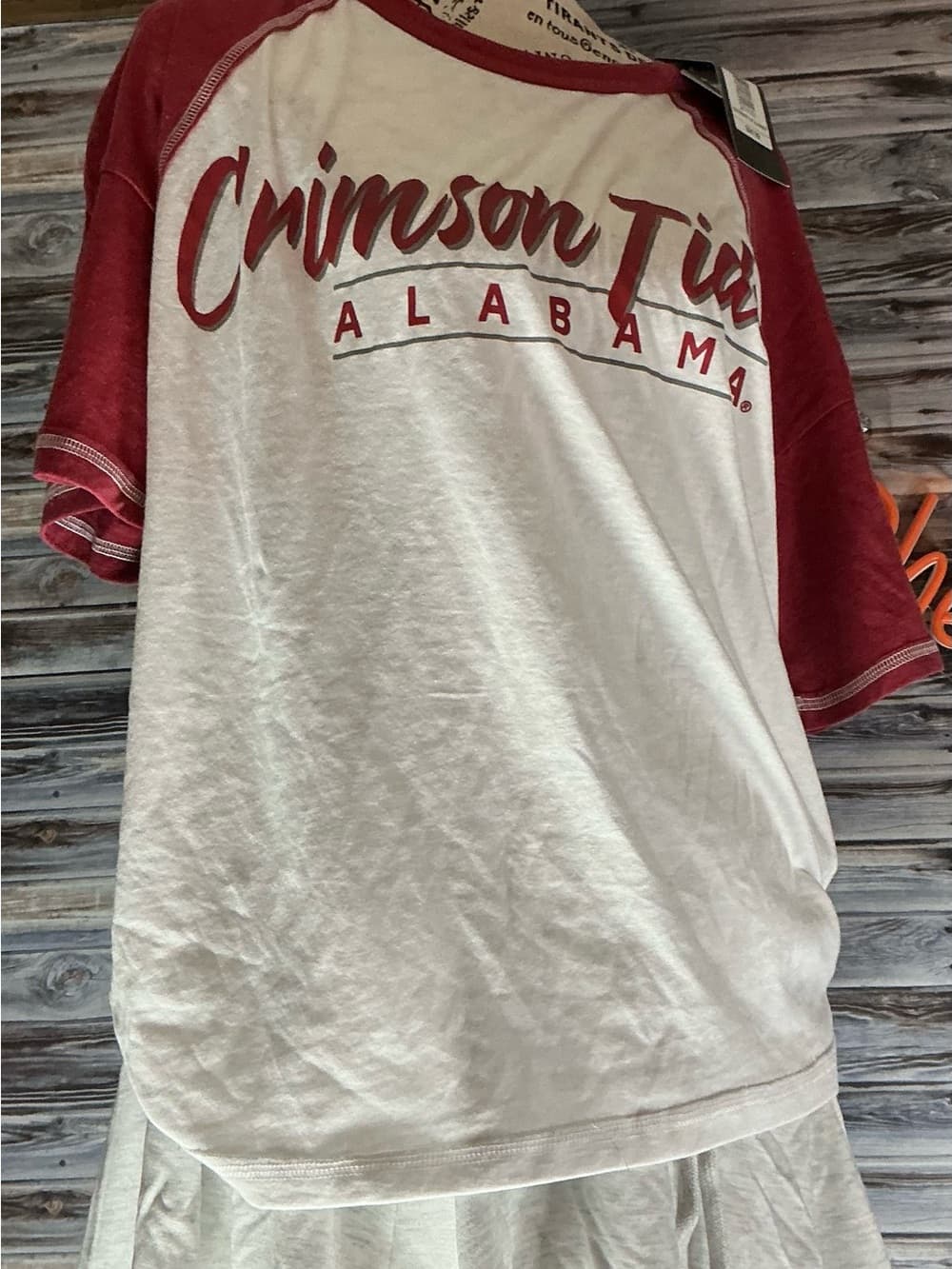 ★ Alabama Crimson Tide Raglan Tee NWT Red White Graphic Top