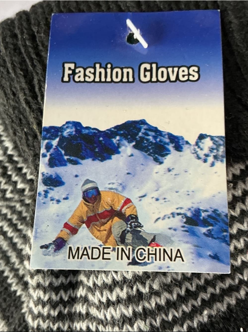 ★ Winter Knit Fashion Gloves Black Striped Stretch Cold Weather New - Thumbnail 2