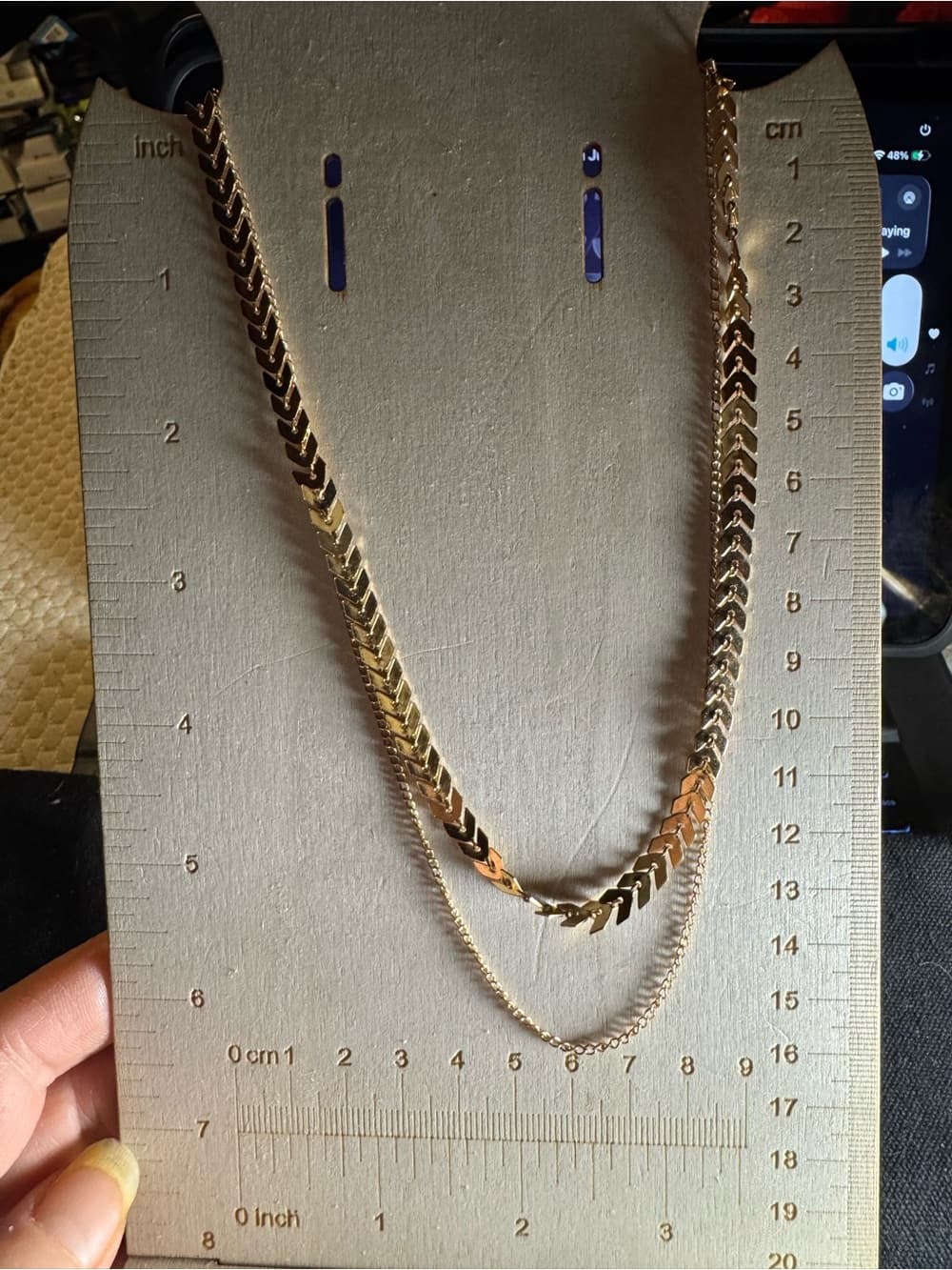Gold-Tone Layered V-Link Necklace for Women - Thumbnail 6