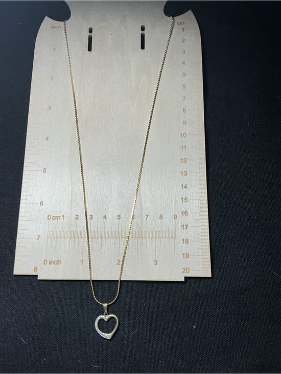 ⭐ Gold Tone Open Heart Rhinestone Pendant Necklace Romantic Glam - Thumbnail 8
