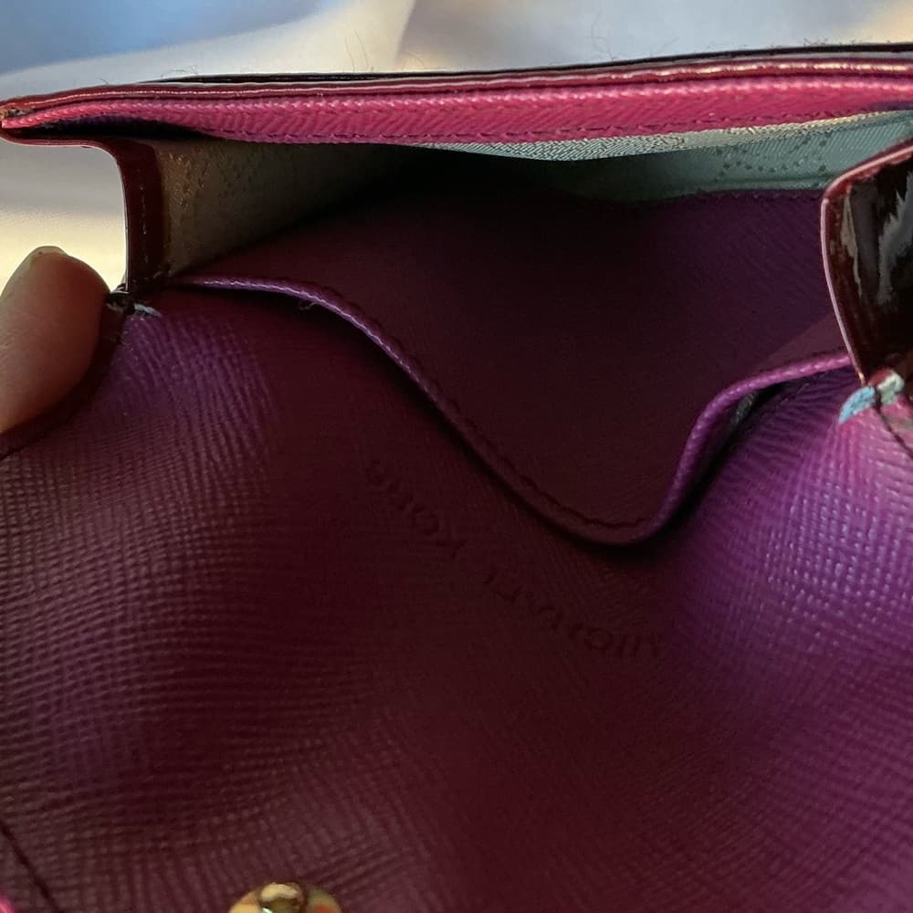 ★❤️ Michael Kors Red Patent MK Logo Envelope Wallet Clutch Wristlet - Thumbnail 2