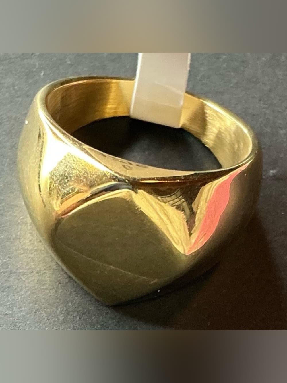 Gold Signet Ring Black Inlay Chunky Statement - Thumbnail 2