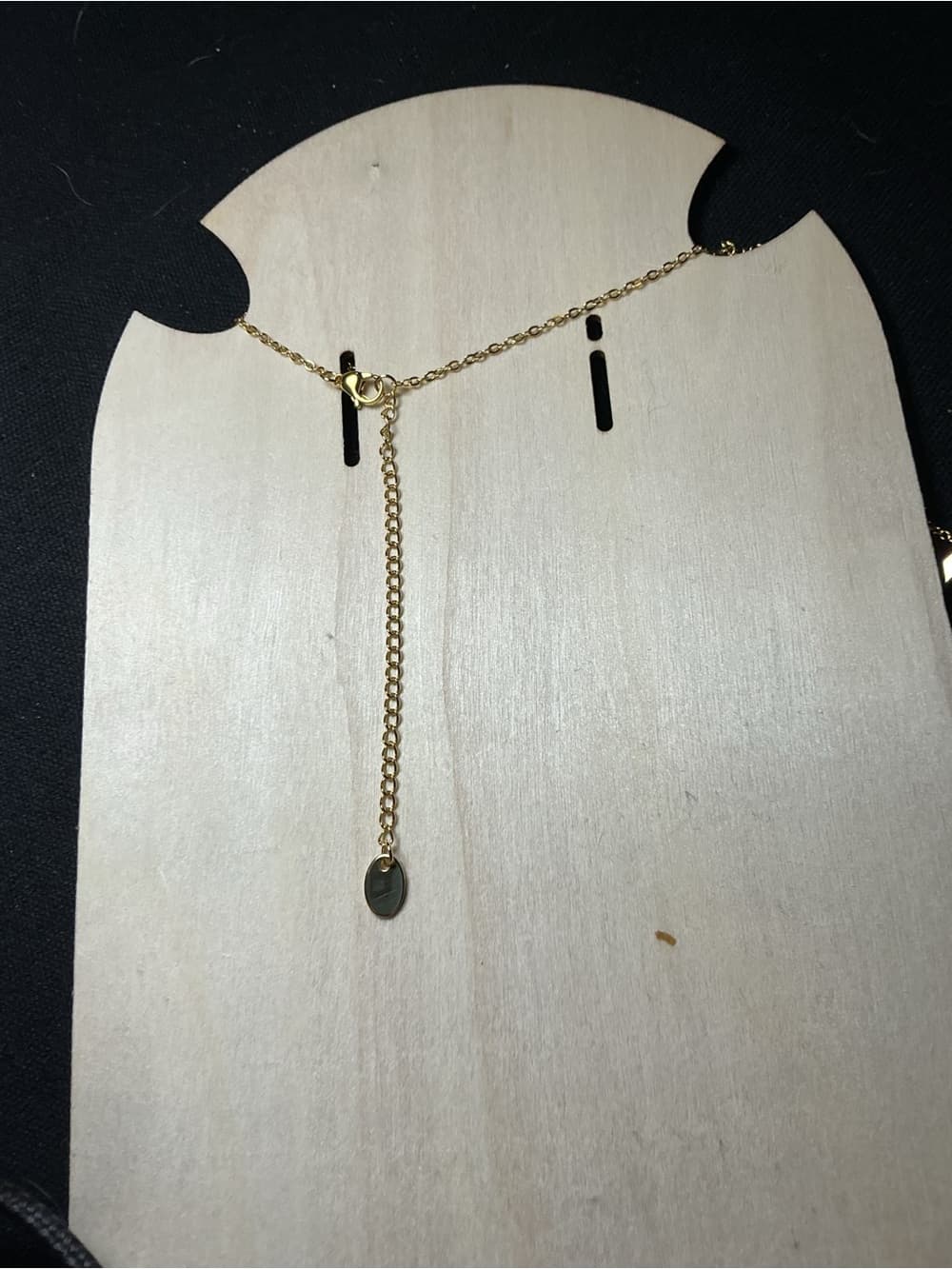 ⭐ Minimalist Crescent Moon Necklace Gold Tone Gray Pendant Layering - Thumbnail 4