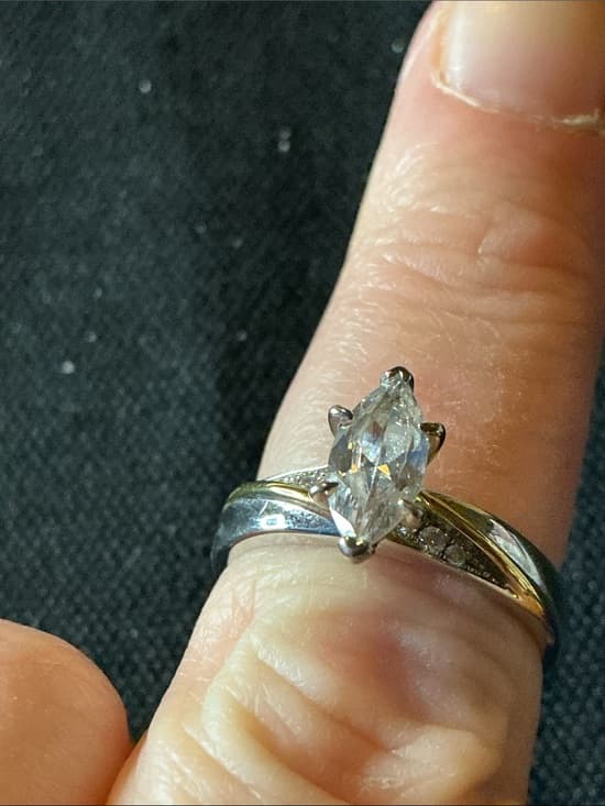 ★ Silver Tone Marquise CZ Solitaire Ring Elegant Promise Glam - Thumbnail 8