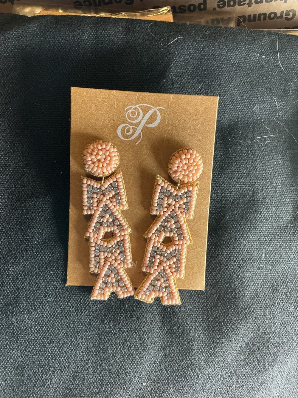 ★ Pink Beaded Rhinestone Statement Earrings Glam Geometric Dangles
