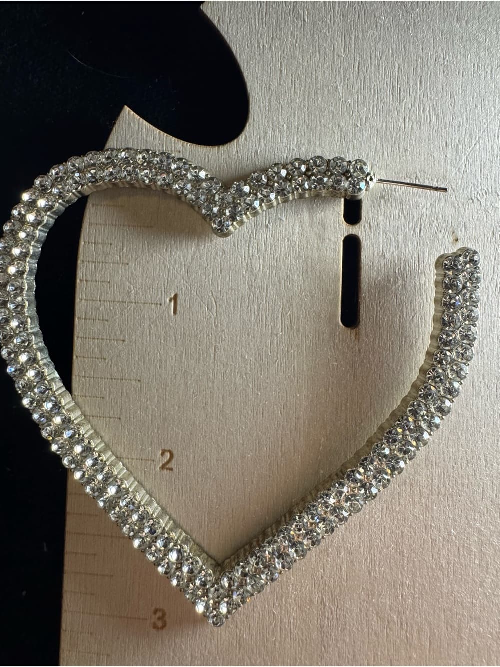 ★ Rhinestone Heart Hoop Earrings Sparkly Silver Statement Earrings - Thumbnail 6