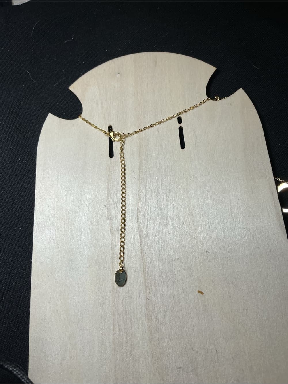 ⭐ Minimalist Crescent Moon Necklace Gold Tone Gray Pendant Layering - Thumbnail 3
