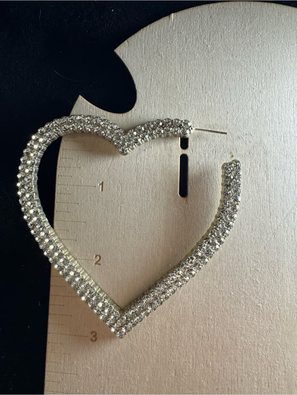 ★ Rhinestone Heart Hoop Earrings Sparkly Silver Statement Earrings - Thumbnail 5