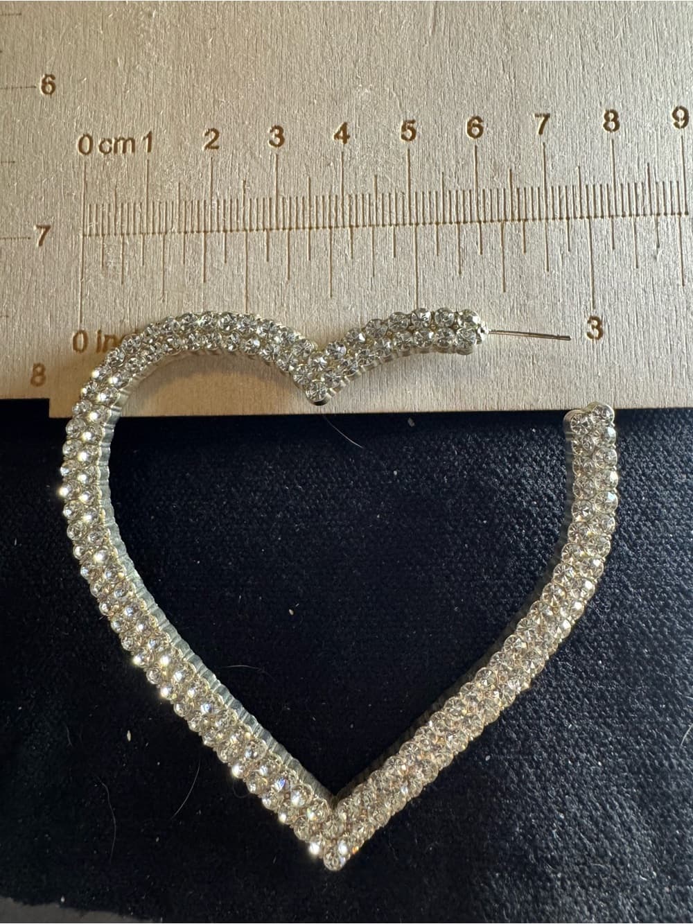 ★ Rhinestone Heart Hoop Earrings Sparkly Silver Statement Earrings - Thumbnail 7