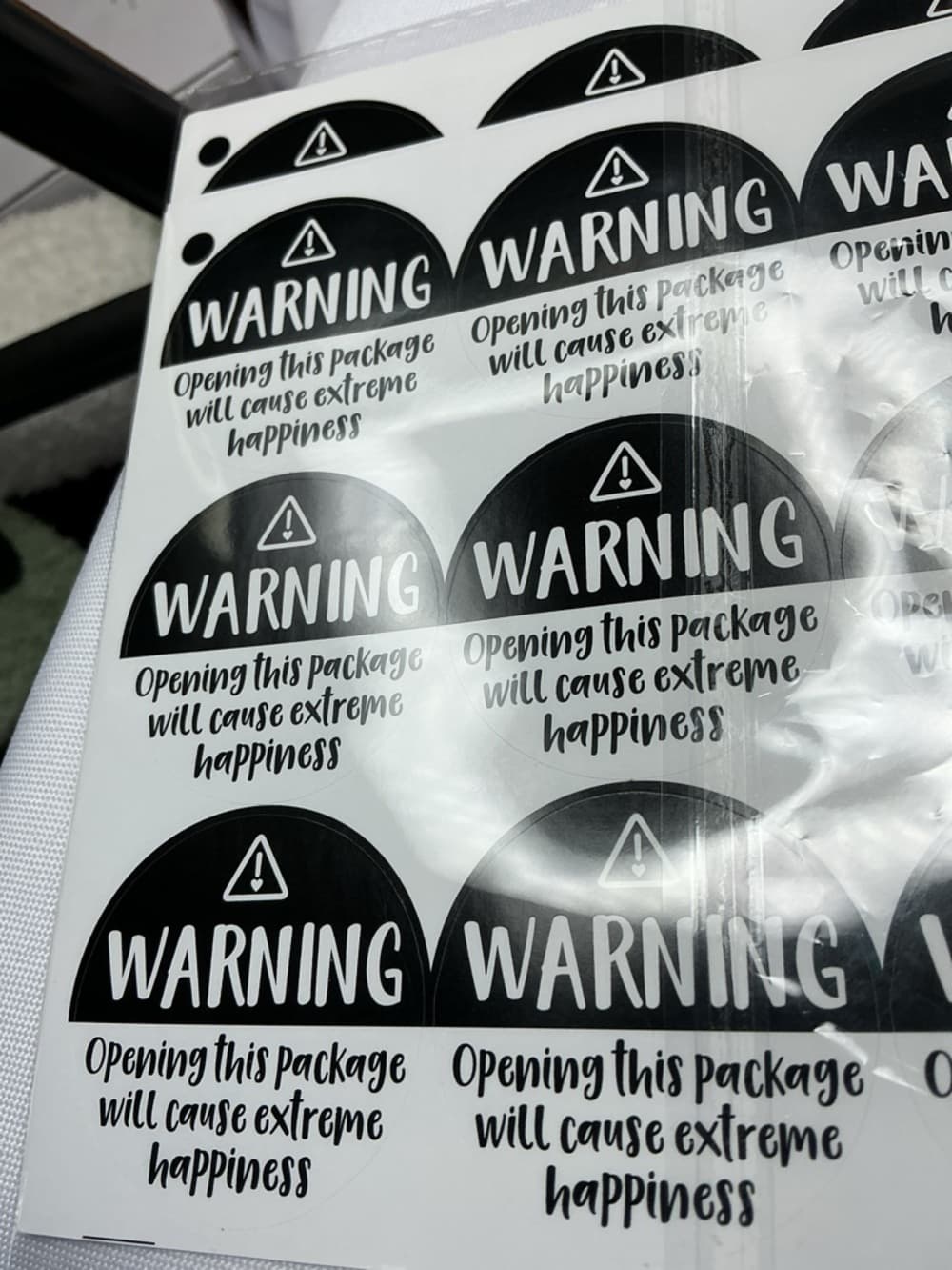 ★ 36 Warning Happy Mail Stickers Choose Pink or Black Labels