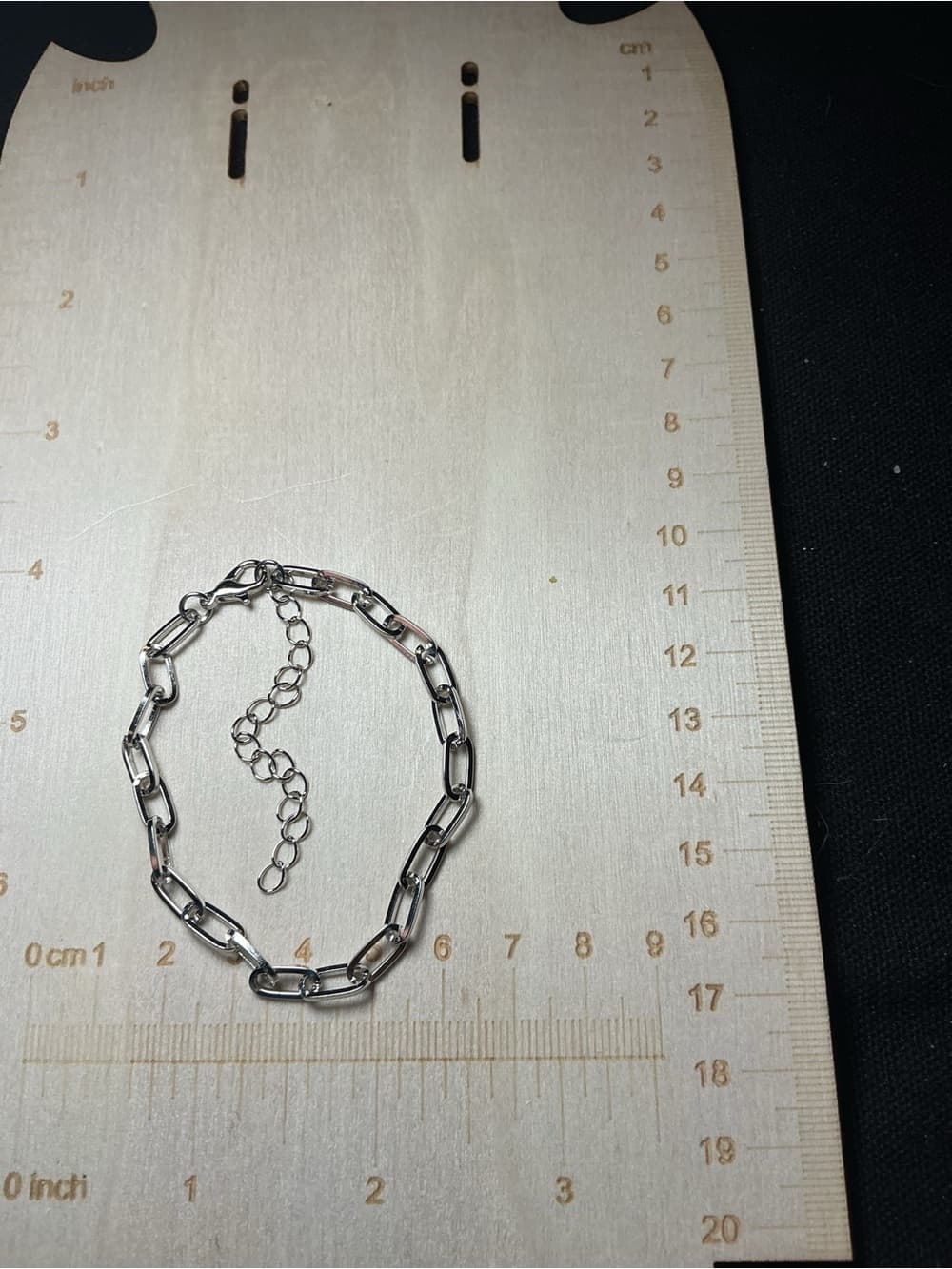 ⭐ Silver Tone Paperclip Chain Bracelet Minimalist Adjustable Link - Thumbnail 3