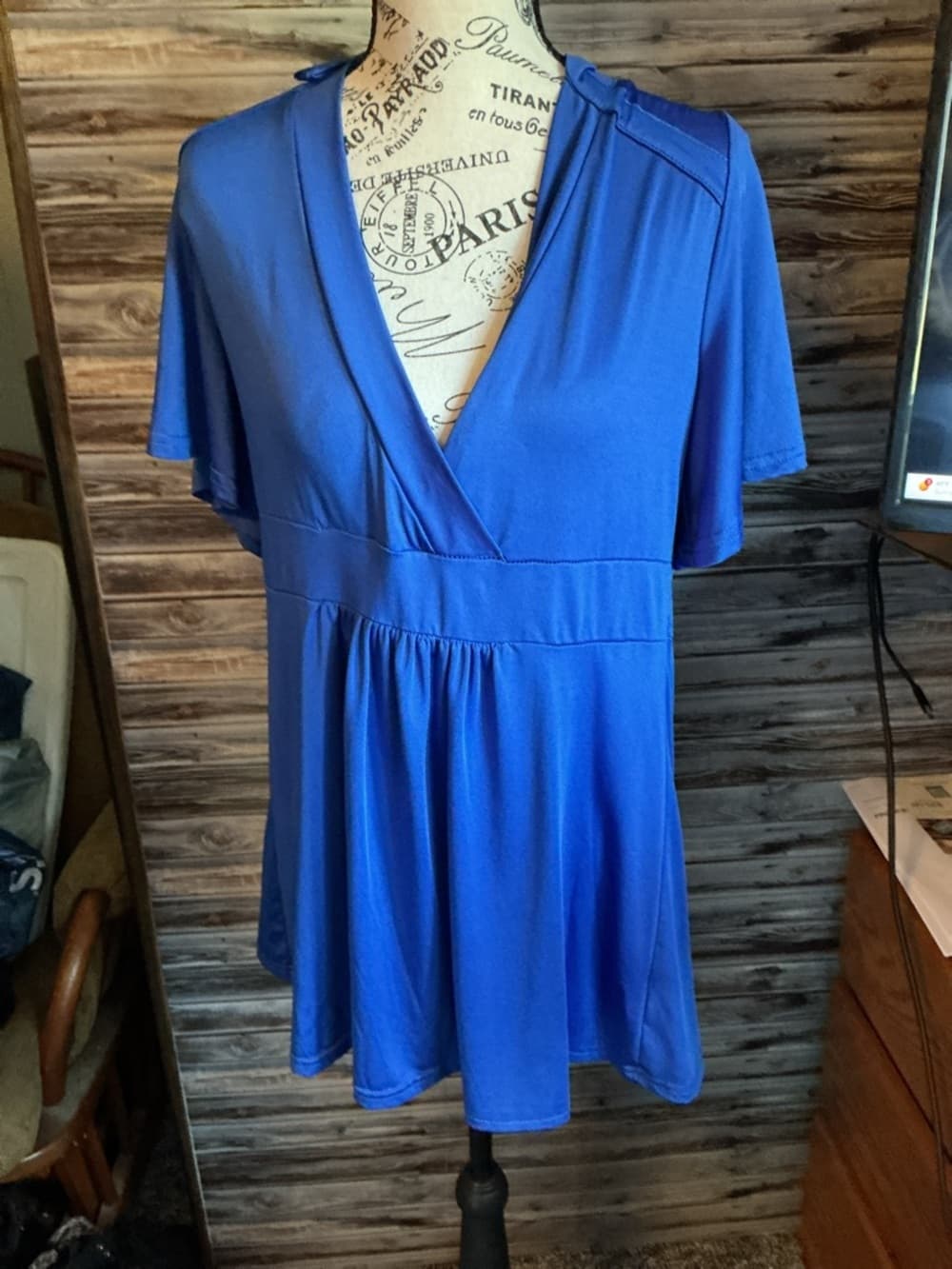 Elegant Blue Women's Top - Thumbnail 3