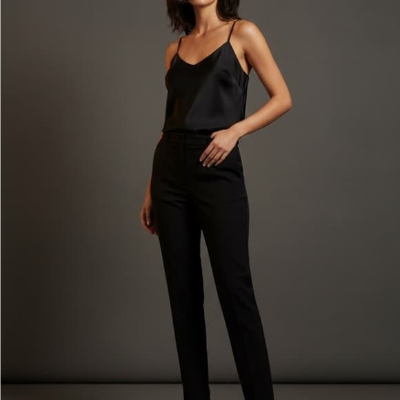 ★ Black Satin Cami Tank Top Adjustable Straps Silky Minimalist Chic - Thumbnail 5