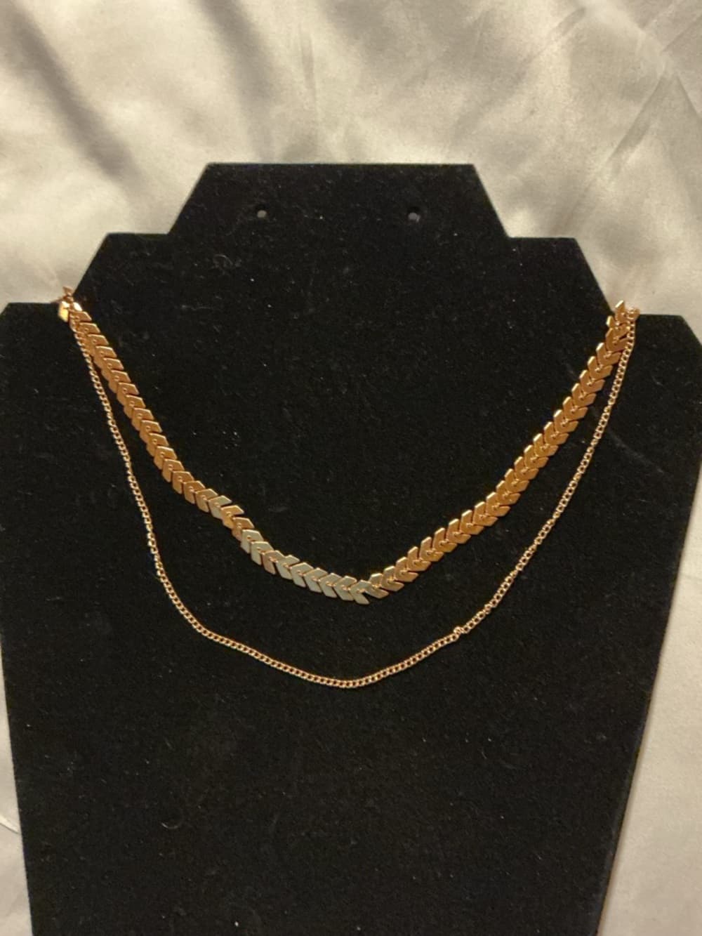 Gold Two-Layer Chevron Chain Necklace - Women Jewelry