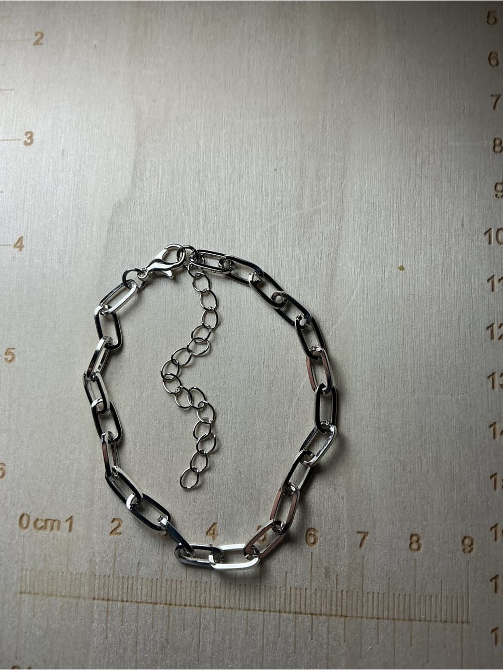 ⭐ Silver Tone Paperclip Chain Bracelet Minimalist Adjustable Link - Thumbnail 2