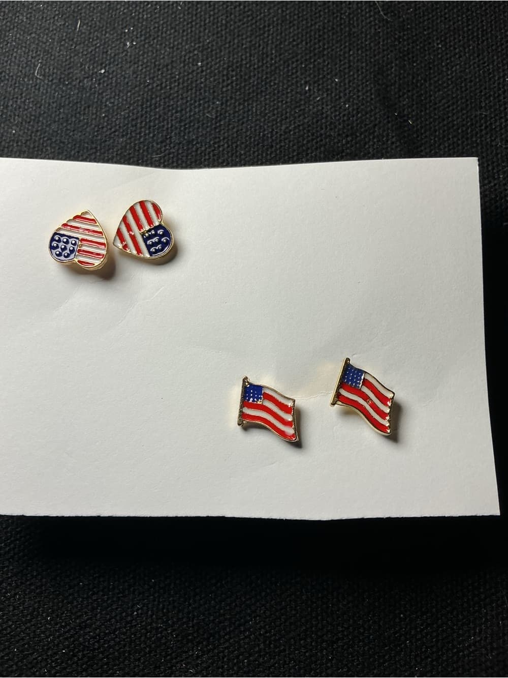 ★ Patriotic USA Flag & Heart Enamel Stud Earrings Set of 2 Pairs - Thumbnail 5
