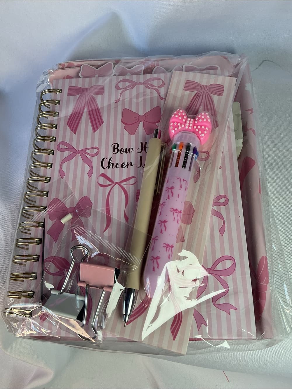 ★ Pink Bow Stationery Gift Set Notebook Pen Tabs & Clips Bundle - Thumbnail 11