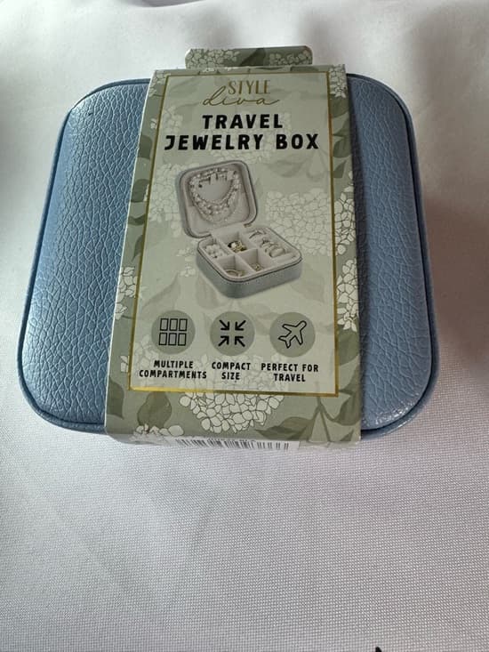 Style Diva Travel Jewelry Box Blue Compact Organizer Multiple Compartments - Thumbnail 4