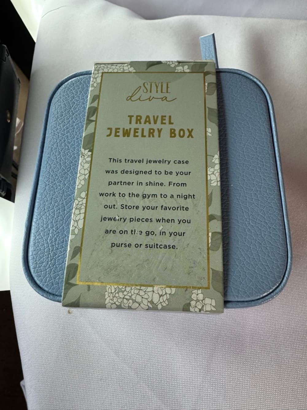 Style Diva Travel Jewelry Box Blue Compact Organizer Multiple Compartments