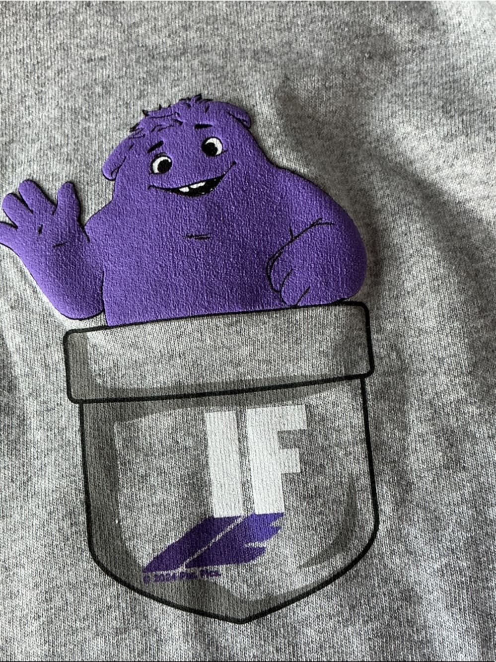 ★ IF Grimace Pocket Graphic Tee Heather Gray Short Sleeve Shirt