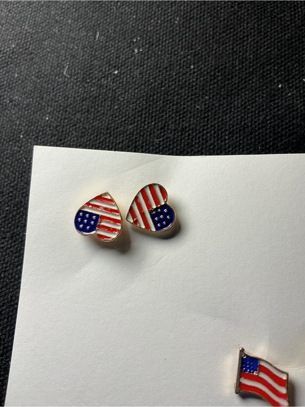 ★ Patriotic USA Flag & Heart Enamel Stud Earrings Set of 2 Pairs - Thumbnail 3