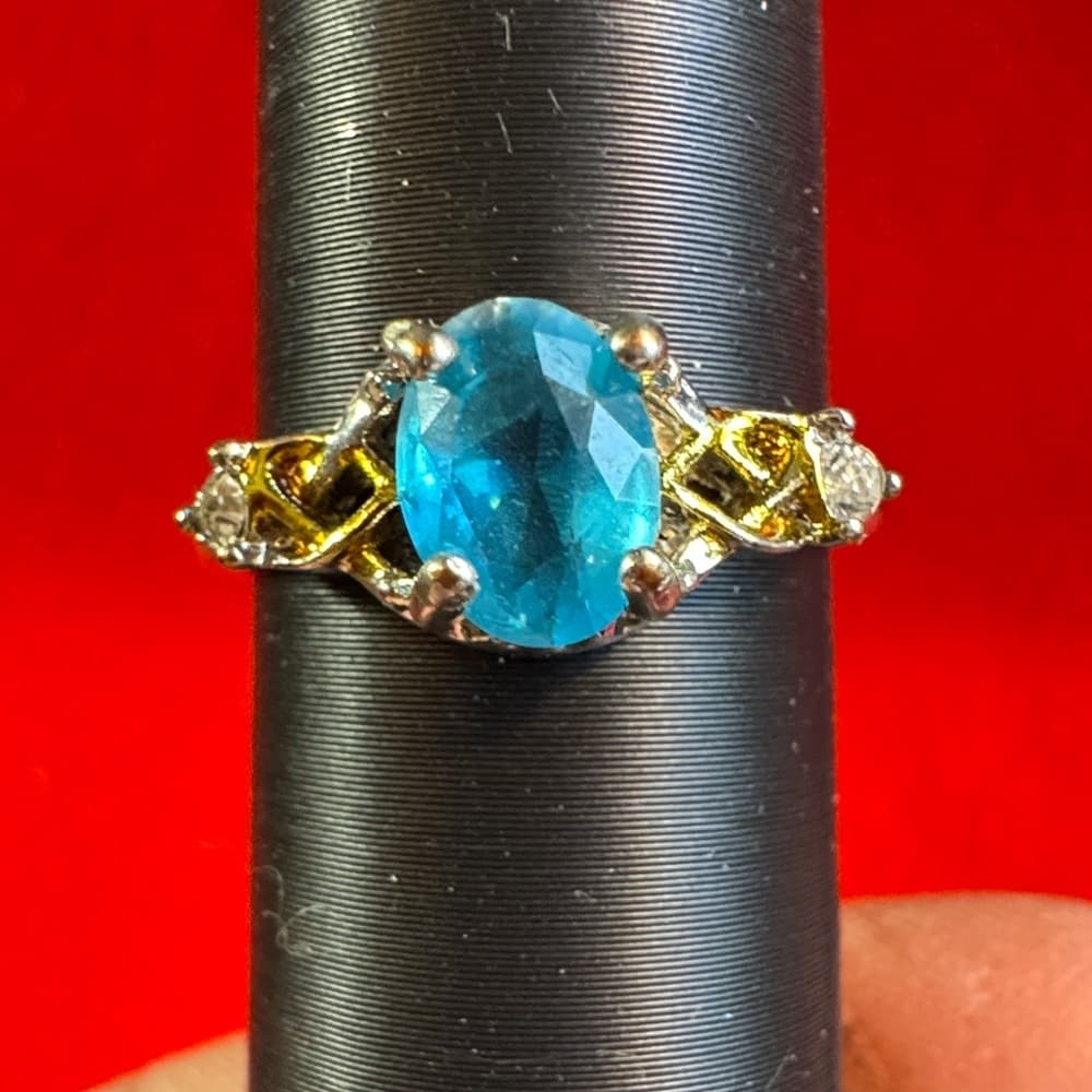 Elegant Blue and Gold Women's Ring - Thumbnail 4