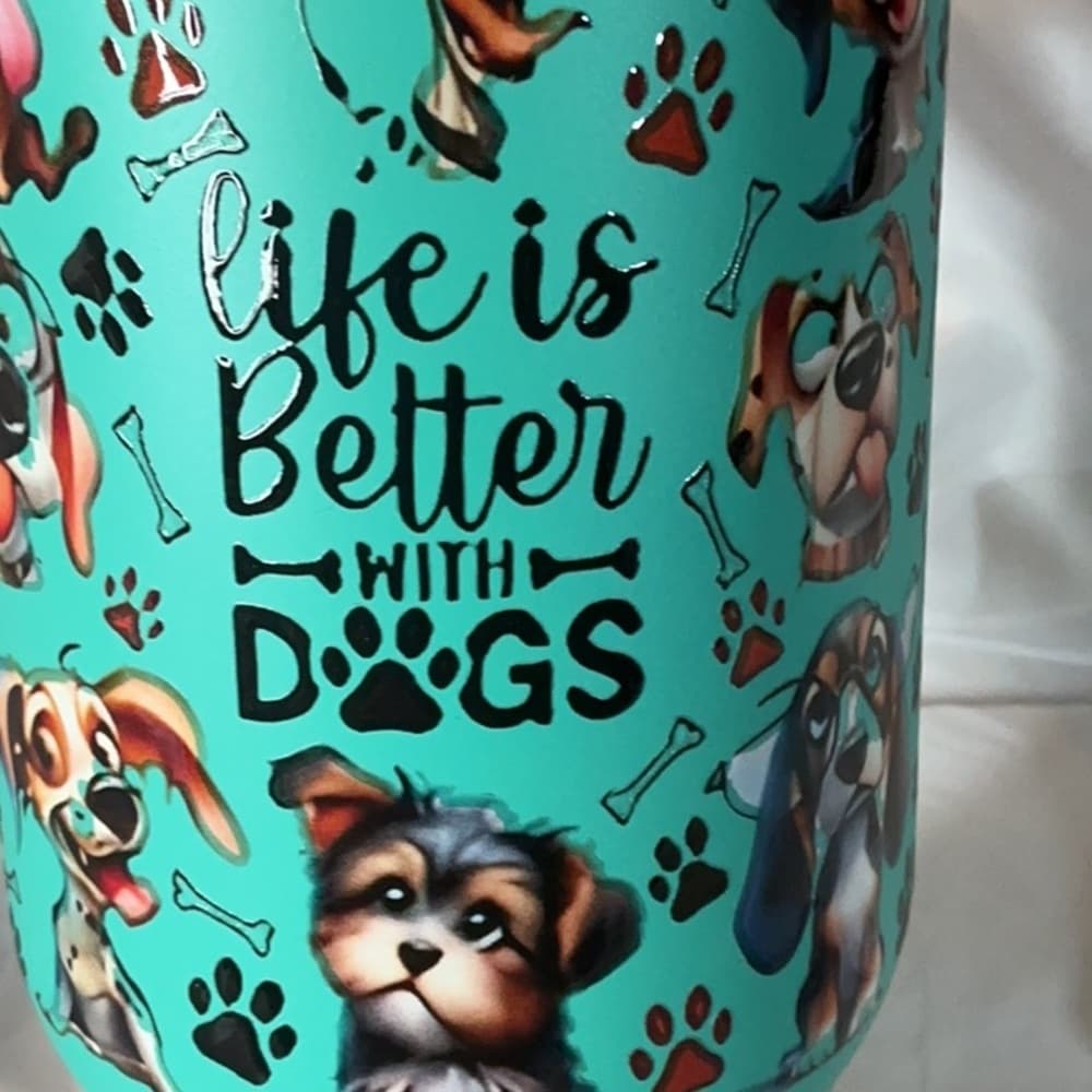 48 oz Pink and Blue Dog-Themed Tumbler