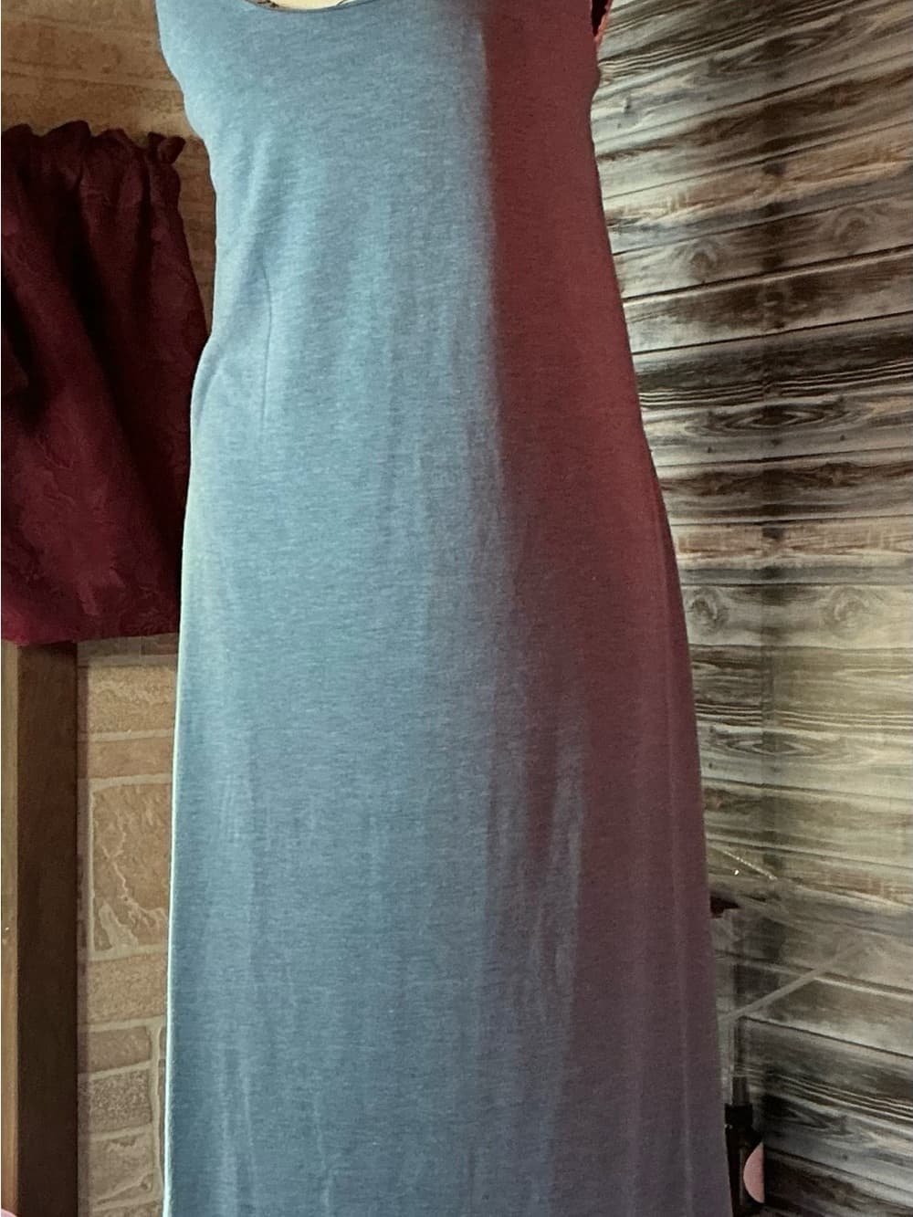 ★ Gray Maxi Tank Dress Soft Stretch Casual Lounge Minimalist - Thumbnail 3