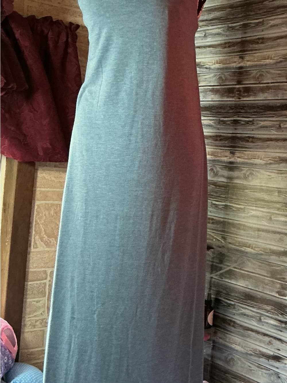 ★ Gray Maxi Tank Dress Soft Stretch Casual Lounge Minimalist - Thumbnail 2