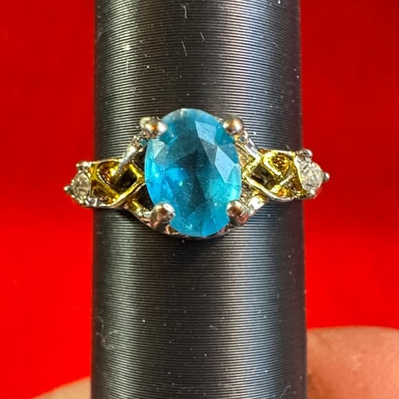 Elegant Blue and Gold Women's Ring - Thumbnail 5