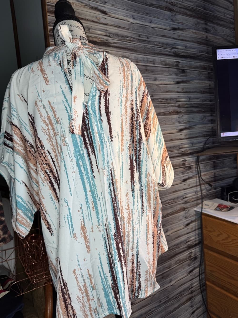 ★ Abstract Print Kimono Cardigan Open Front Lightweight XL Plus Size - Thumbnail 6