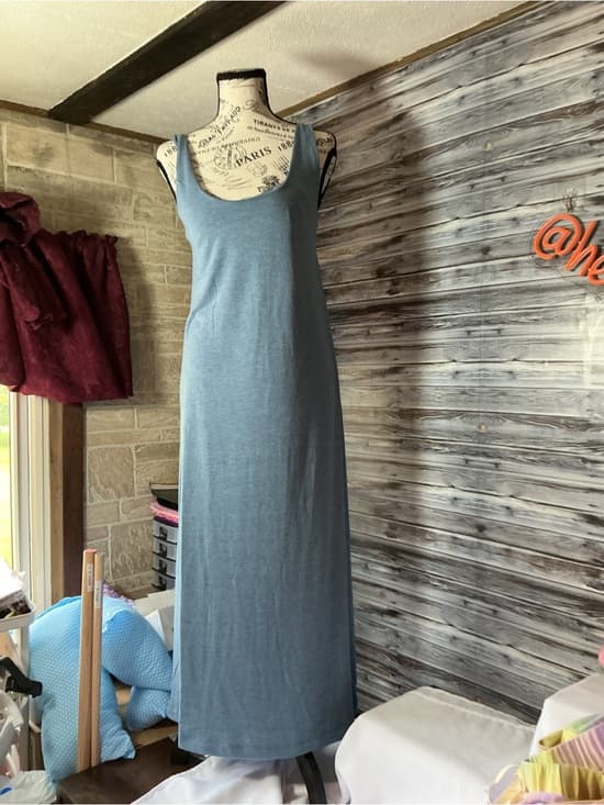 ★ Gray Maxi Tank Dress Soft Stretch Casual Lounge Minimalist - Thumbnail 8