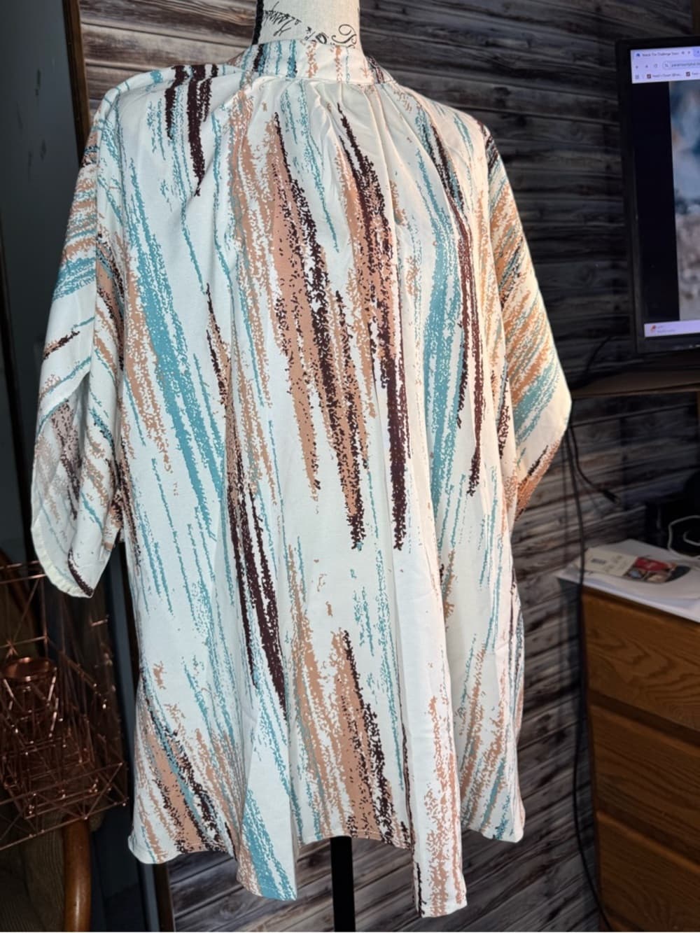 ★ Abstract Print Kimono Cardigan Open Front Lightweight XL Plus Size