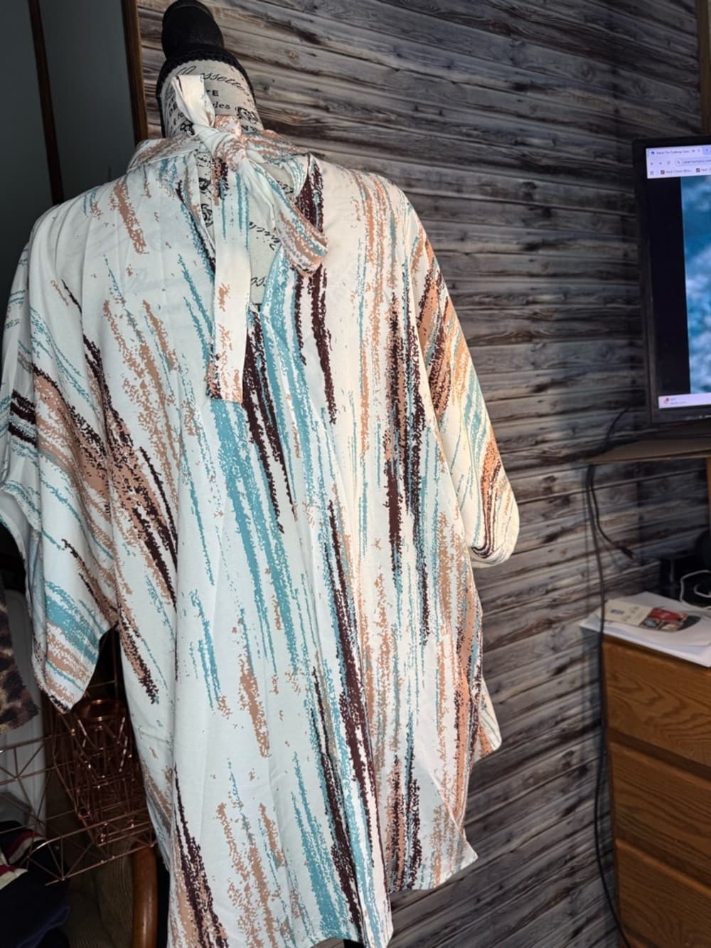 ★ Abstract Print Kimono Cardigan Open Front Lightweight XL Plus Size - Thumbnail 7
