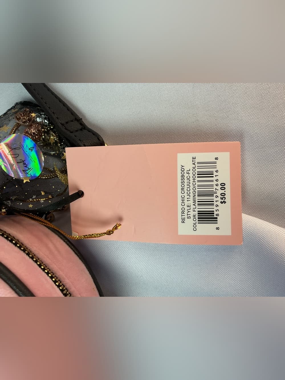 ★ Juicy Couture Pink Heart Crossbody Bag Velour Crown Y2K - Thumbnail 6