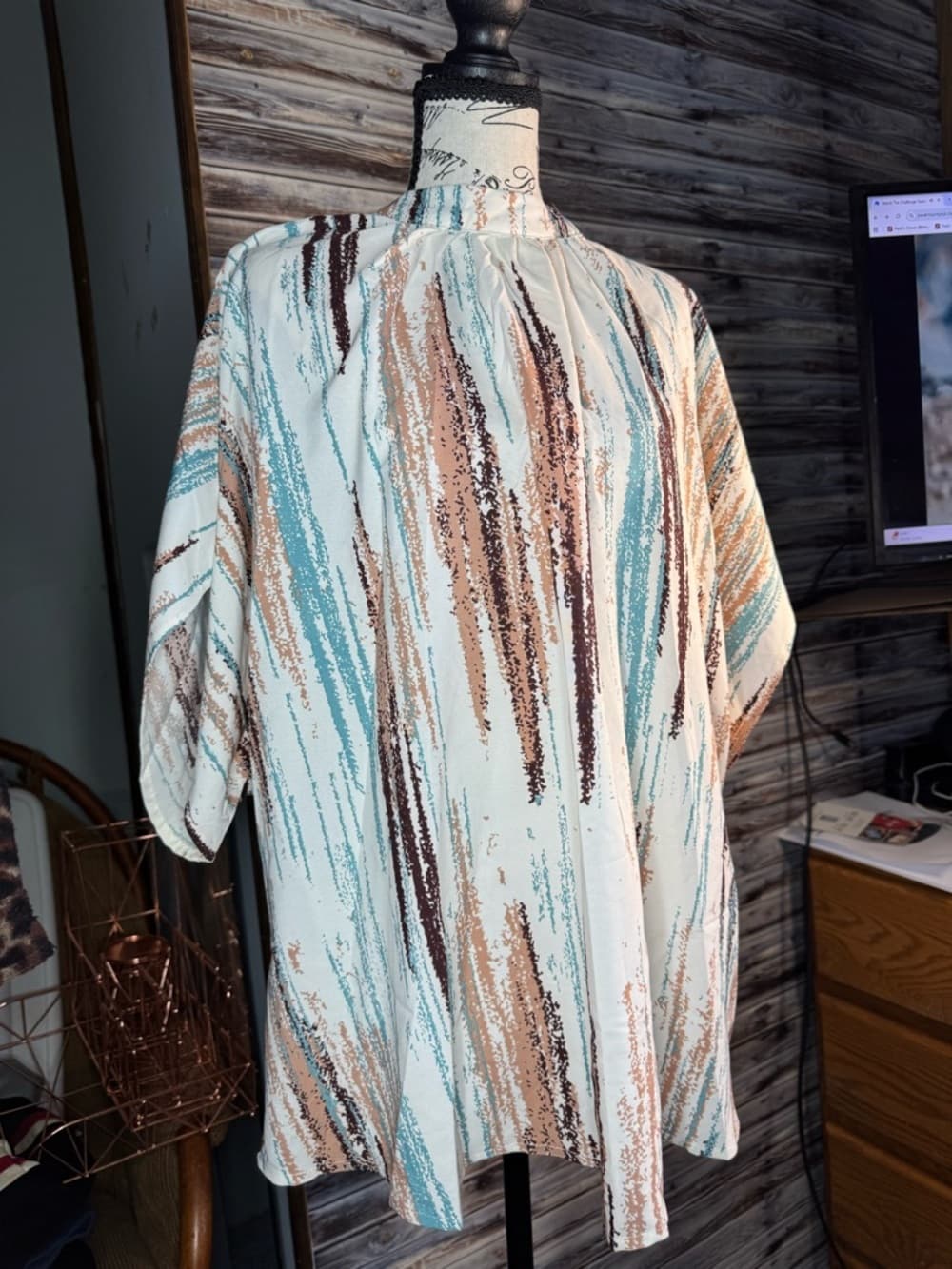 ★ Abstract Print Kimono Cardigan Open Front Lightweight XL Plus Size - Thumbnail 9