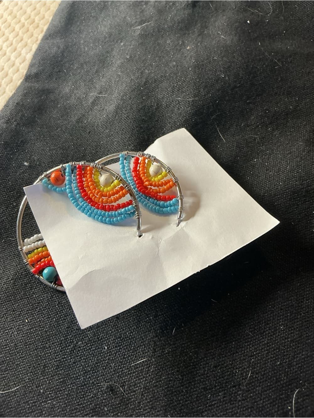 ★ Boho Rainbow Beaded Earrings & Stone Bracelet Set