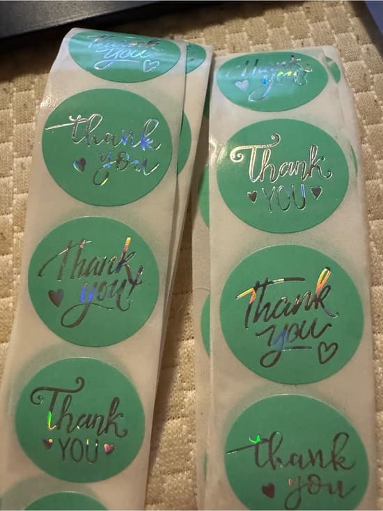 ★ Mint Green Holographic Thank You Stickers Packaging Labels 60 Pack - Thumbnail 2